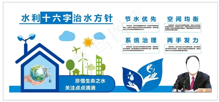 十六字治水方针cdr矢量模版下载