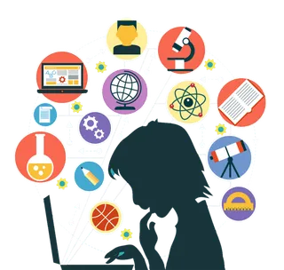 计算机卡通剪影人物图标少儿兴趣班