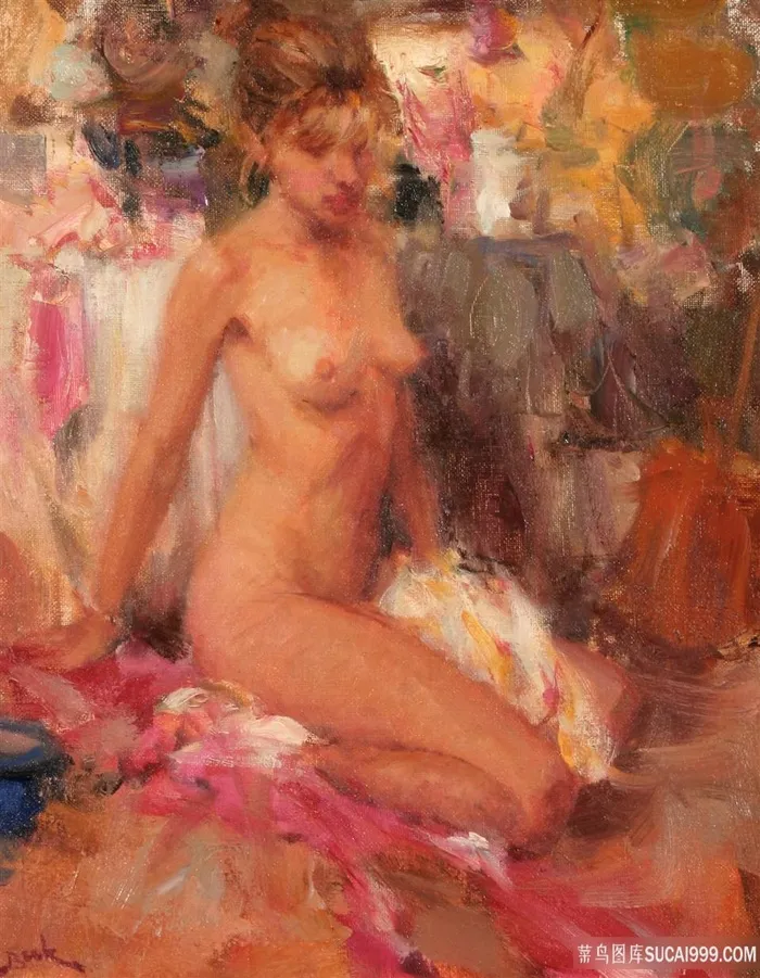 裸体女人高清油画风景画