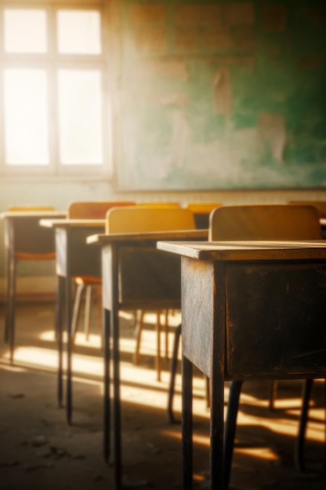 教室课桌光点摄影图