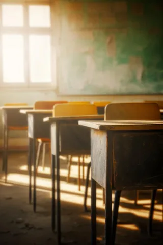 教室课桌光点摄影图
