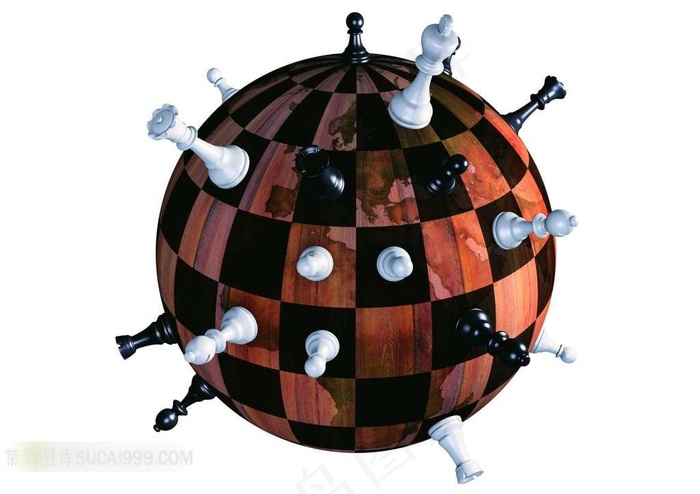 创意3D国际象棋地球素材