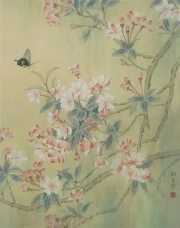蝶舞海棠春意浓工笔画 蝶舞海棠春意浓工笔画