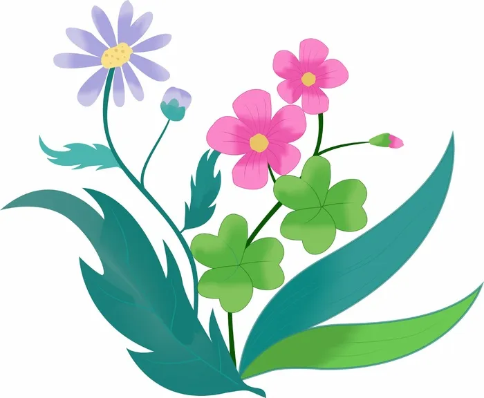 春季唯美花草插画