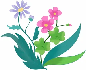 春季唯美花草插画