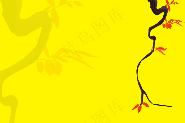 树枝黄色背景图片