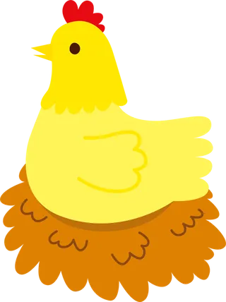 母鸡卡通黄色素材简笔现代农业