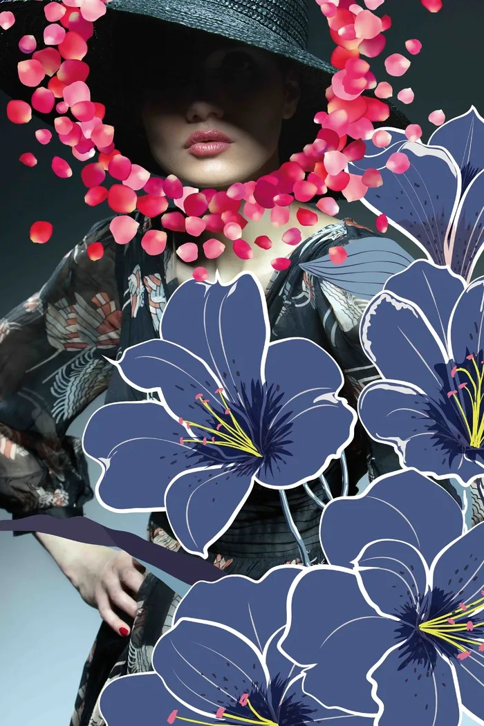 北欧美女装饰画psd模版下载