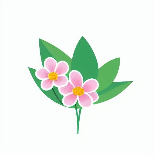 一丛花朵有绿叶手绘卡通png免抠(2048x2048)