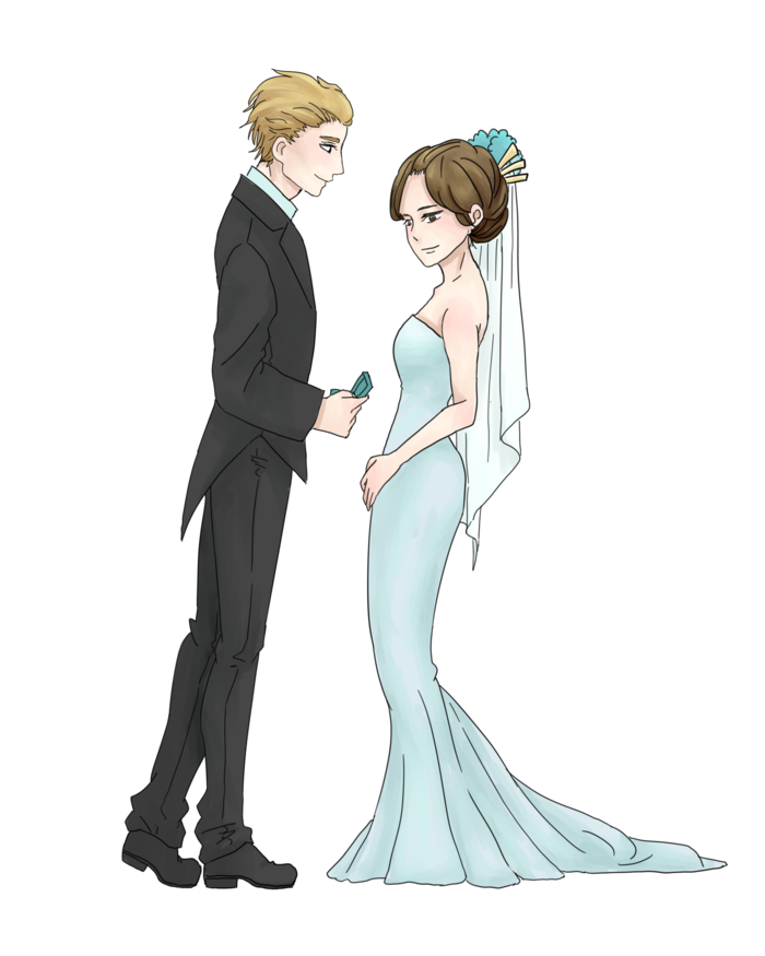 婚纱卡通人物婚礼白纱结婚婚纱摄影手绘