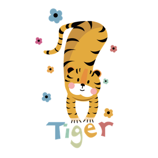 卡通小老虎PNG免抠插画素材可爱动物老虎插画贴图PNG免抠设计素材