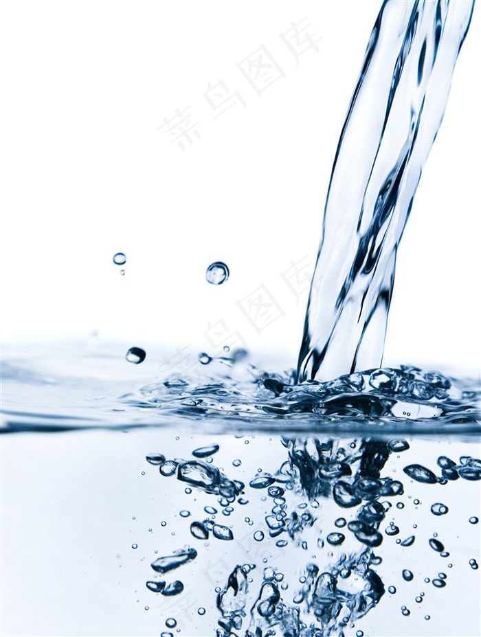 流动的纯净水和水珠高清图片