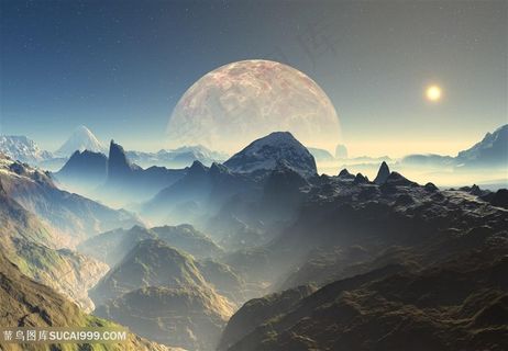 唯美的月球山脉景色