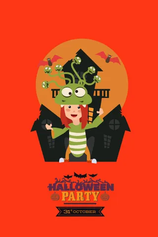 万圣节小鬼捣蛋儿童矢量插画扁平