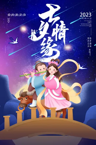 牛郎织女七夕情人节浪漫海报