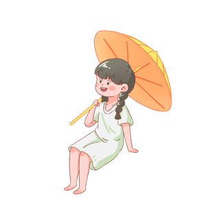 大暑节气夏季元素插画人物