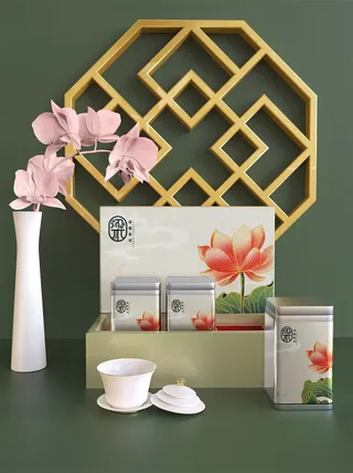 国风高档茶叶包装盒袋罐瓶LOGO标贴展示VI智能贴图样机PSD素材