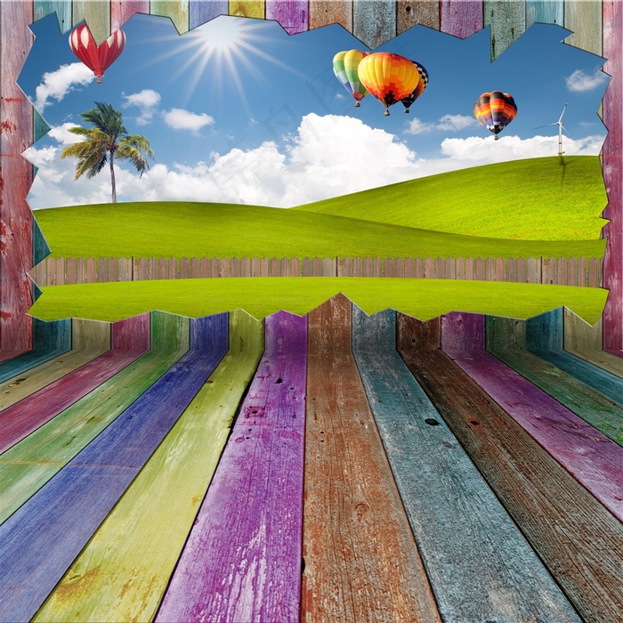 彩色木板创意广告模板