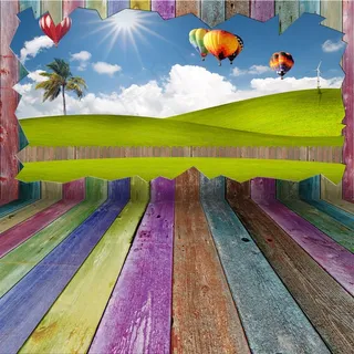 彩色木板创意广告模板