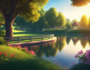 公园湖泊风景