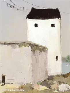 吴冠中手绘农房艺术挂画