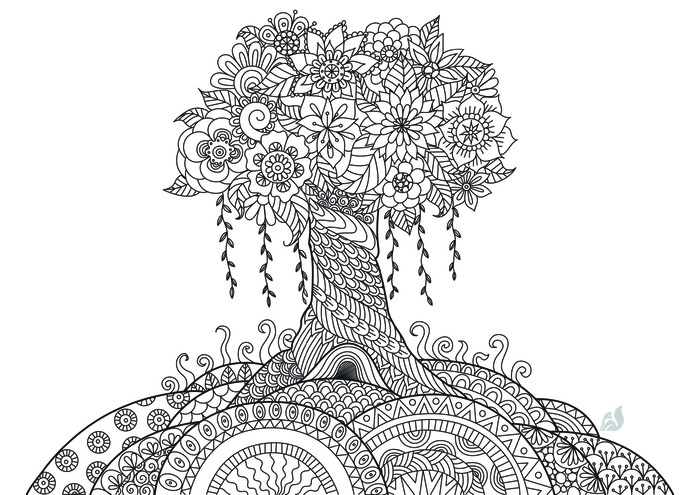 卡通儿童花卉黑白手绘线描线稿
