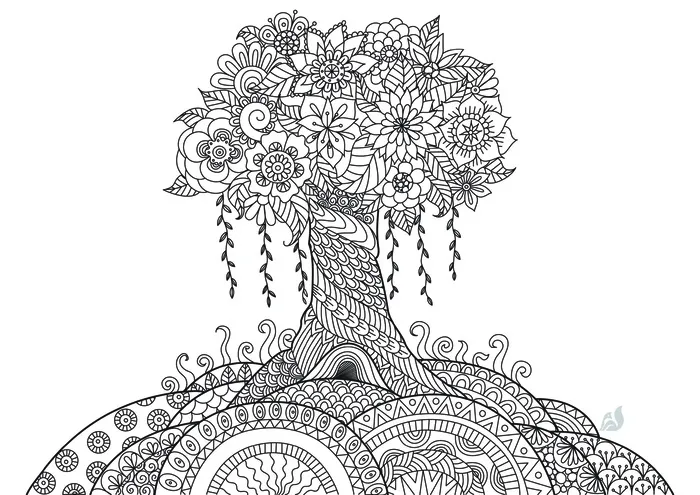 卡通儿童花卉黑白手绘线描线稿eps,ai矢量模版下载