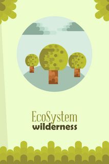 自然风景动物植物扁平矢量插画