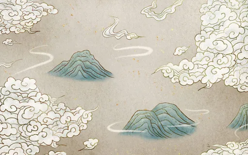 中国风复古国潮神话敦煌插画图案纸纹理肌理背景PSD设计模板素材