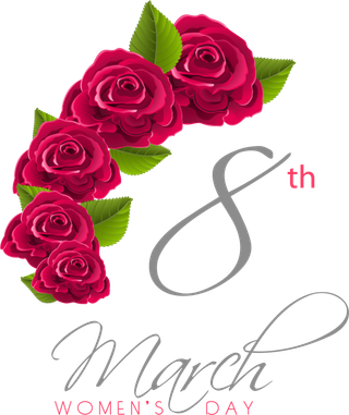 38妇女节三八女神女王粉色花朵玫瑰艺术字设计png免抠ps素材
