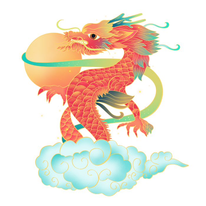 国潮仙鹤插画免扣素材设计素材