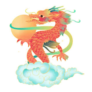 国潮仙鹤插画免扣素材设计素材