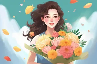 教师花束线条绘画背景