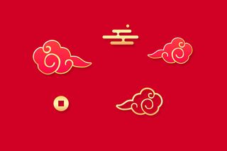 中国风古典传统图案边框纹理祥云灯笼装饰线条PSD背景素材