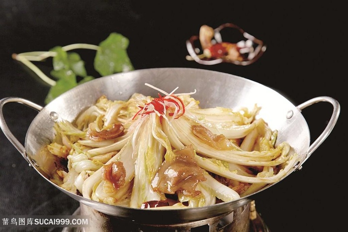 中华美食干锅娃娃菜摄影图