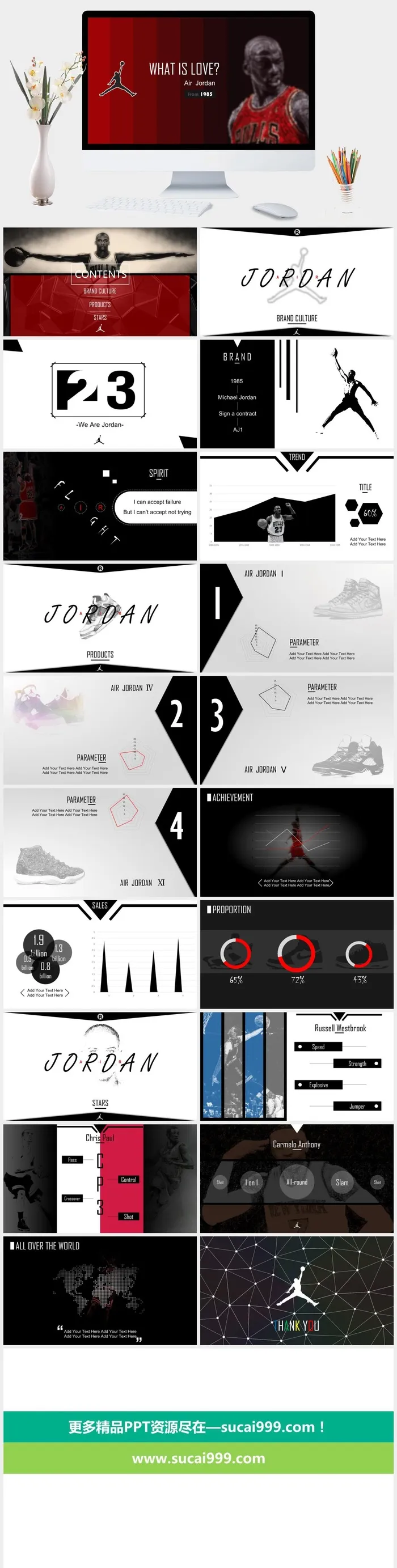 篮球运动品牌Jordan乔丹PPT模板