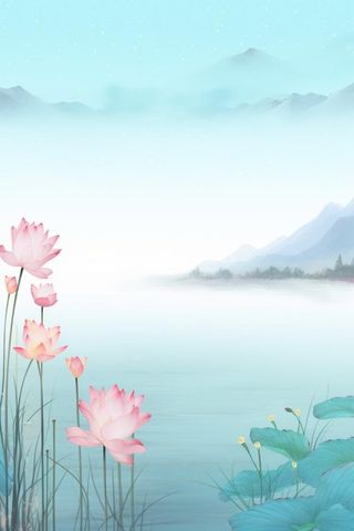 水墨大气国风荷花荷叶背景