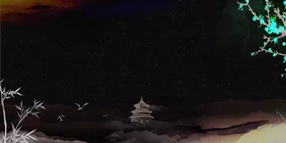 中国风传统水墨古风古典展板边框工笔画PS海报背景平面设计素材