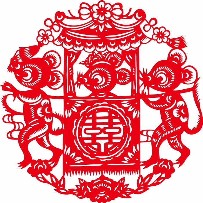 喜庆剪纸 剪纸风元素ai矢量模版下载