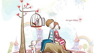 卡通漫画情侣桌面壁纸素材大图