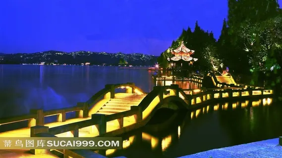 西湖美丽的夜景