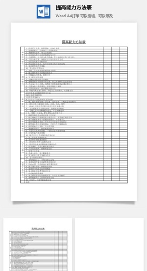 提高能力方法表word模板