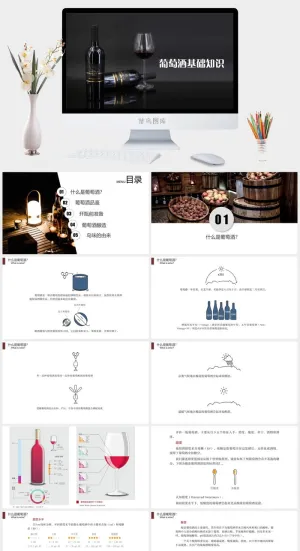 红酒葡萄酒知识培训宣传介绍PPT模板预览图