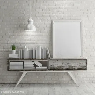 书架上空白装饰画广告展板设计 书架上空白装饰画广告展板设计