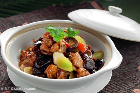 香菇鸡煲传统餐饮美食高清菜谱用图摄影