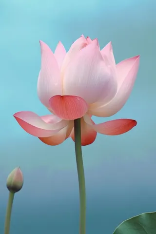 粉色荷花蓝色唯美背景