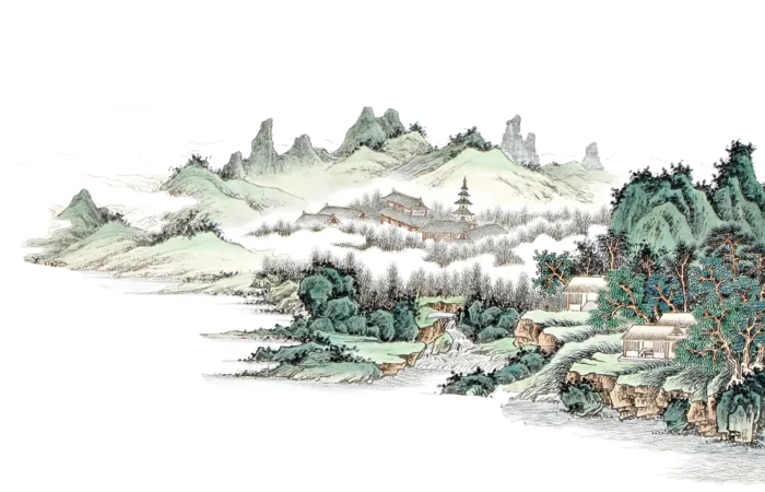 山水画素材中国风水墨画素材元素中国画