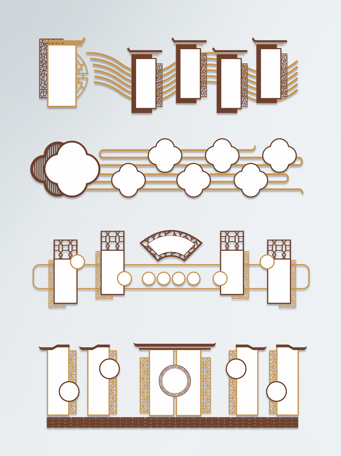 简约古典中式社区文化墙边框展馆展厅文化墙ai矢量模版下载