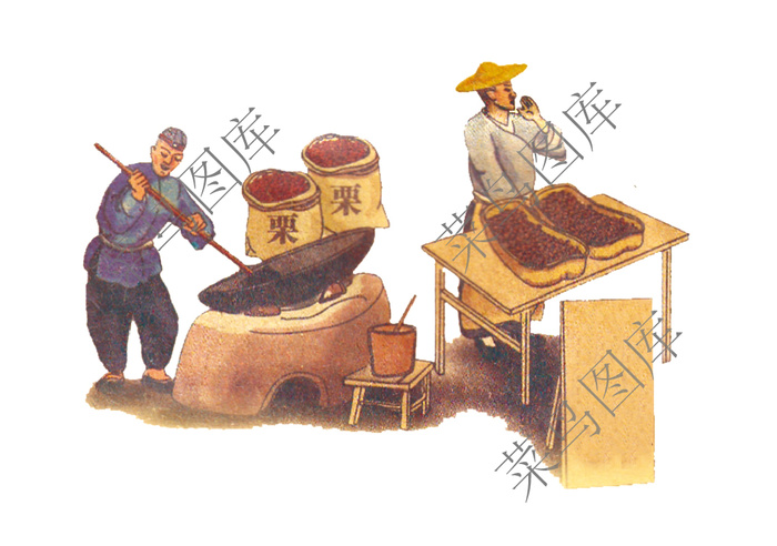 古代炒板栗图片psd模版下载