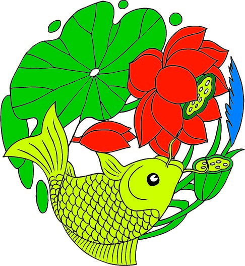 中国吉祥图免扣元素矢量图鱼